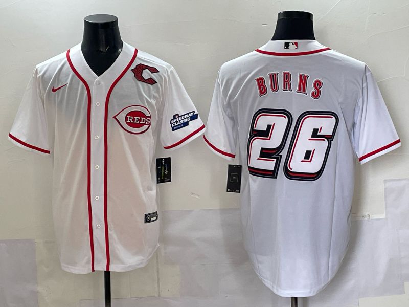 Men 2025 Cincinnati Reds #26 Burns White Nike MLB Jersey style 02->cincinnati reds->MLB Jersey